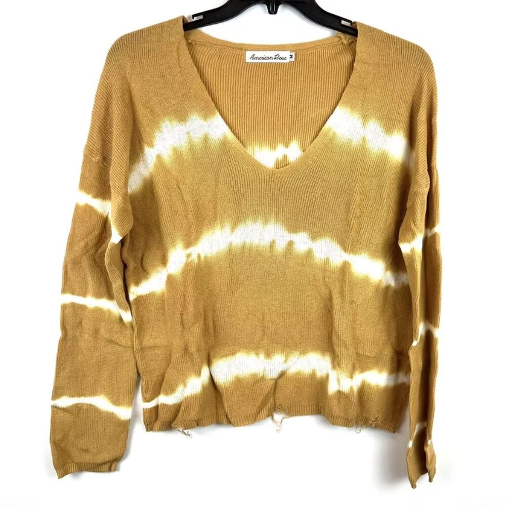 American Rose Women’s V Neck Long Sleeve Knit Sweater Size M